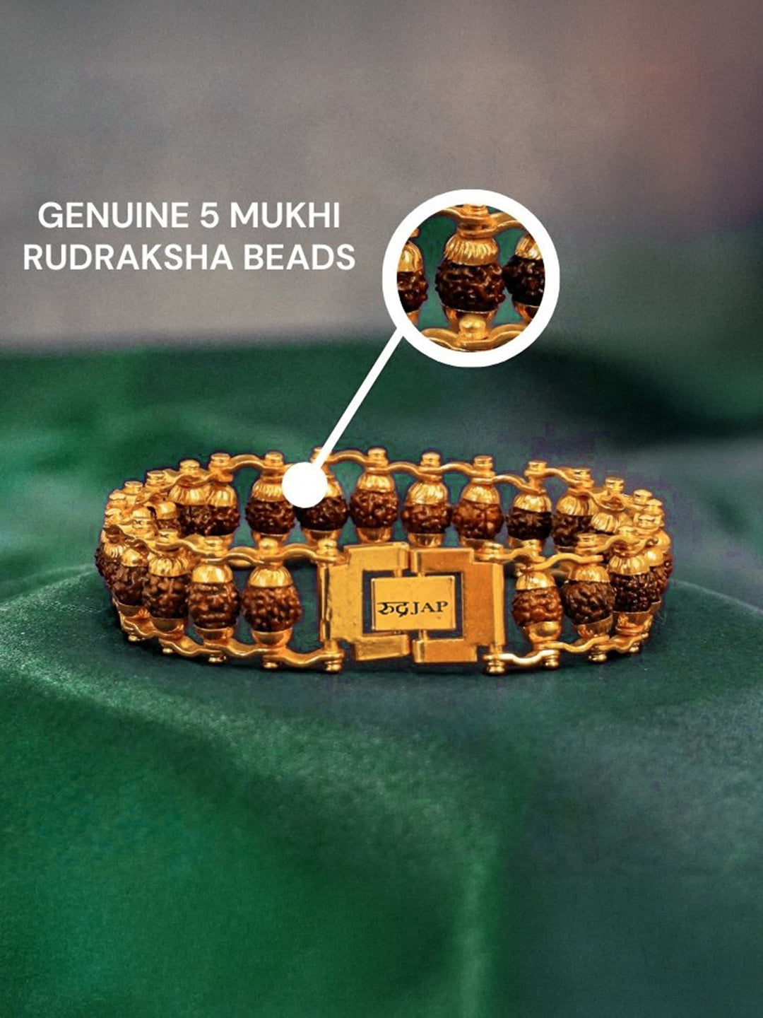 Gold Plated Modern Rudraksha bracelet - Rudrajap