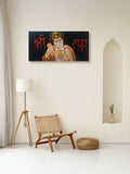 Hand-Painted Velvet Wall Art – Hanuman Ji Chanting Shree Ram (Without Frame) - Rudrajap