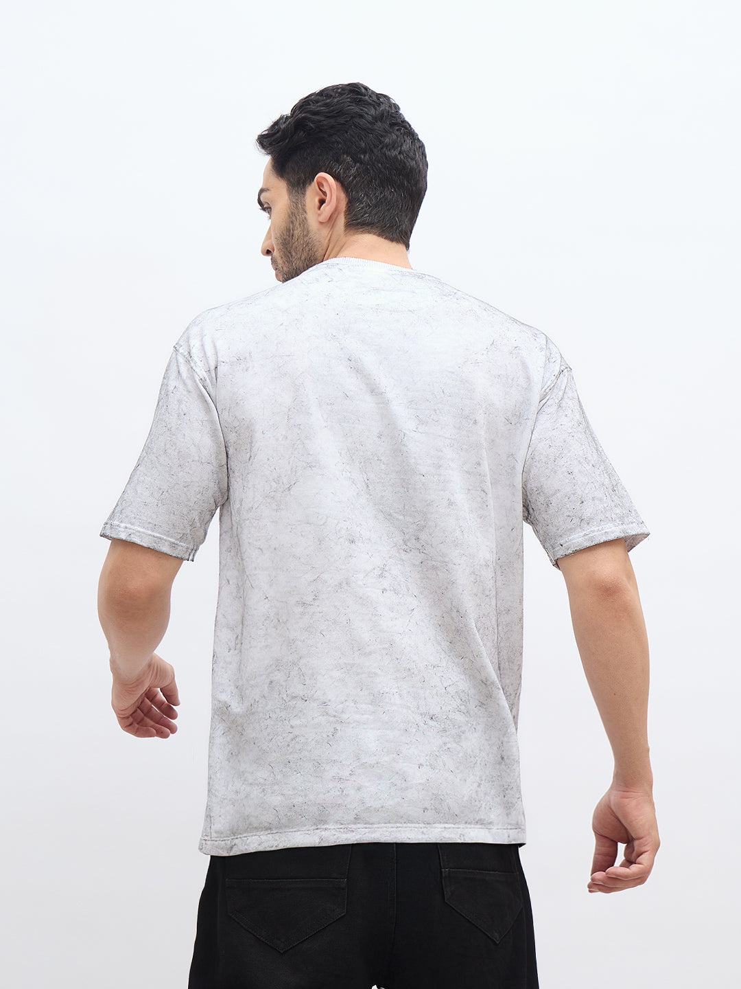 White Acid Wash Oversized T-Shirt – “अनुगच्छतु प्रवाहं” Sanskrit Quote