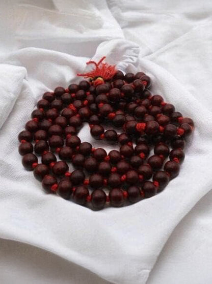 Premium Red Sandalwood Mala (Laal Chandan Mala) – 108 Beads for Meditation & Pooja