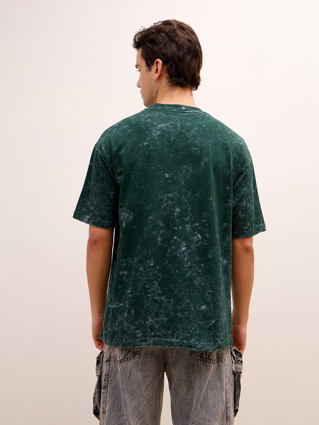 Moss Green Acid Wash Oversized T-Shirt - "।। यत् भावो – तत् भवति ।।"  Sanskrit quotes - Rudrajap