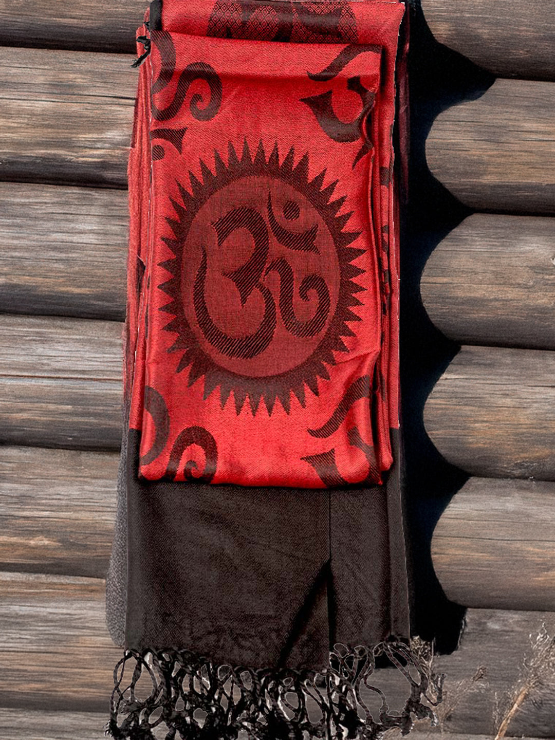 OM Printed (Red and Black) Stole for Men and Women by Rudrajap - Rudrajap