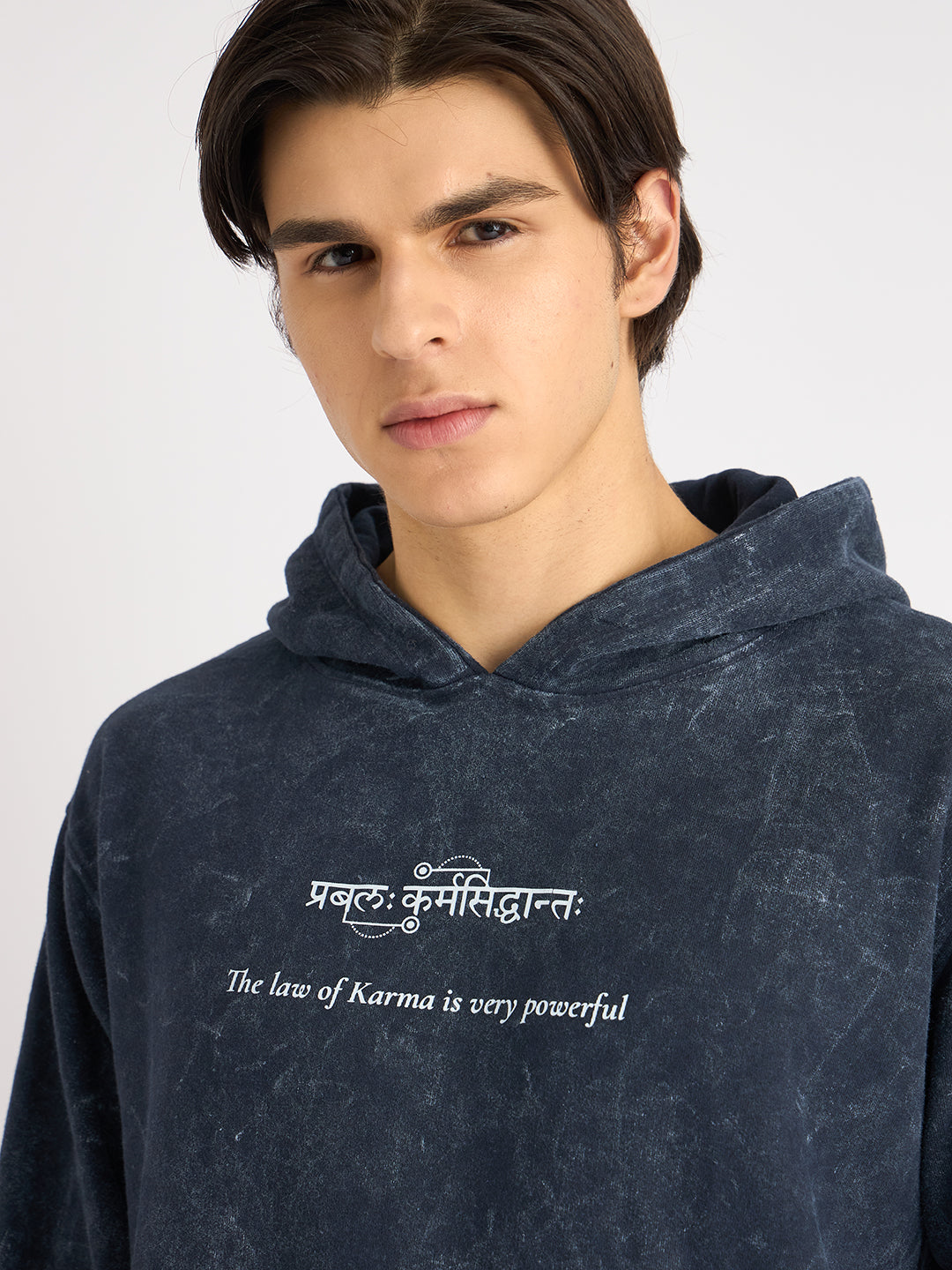 The Victory Set – Indigo Blue Hoodie & T-Shirt Combo (प्रबलः कर्मसिद्धान्तः | यतो धर्मः ततो जयः) - Rudrajap