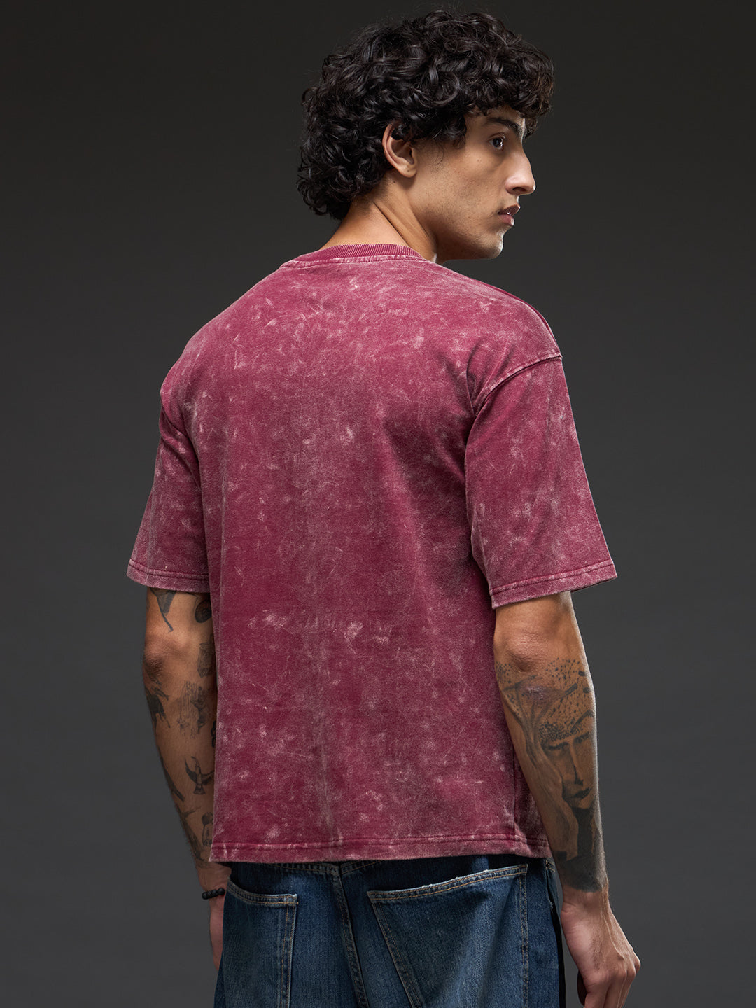 Brick red oversized T-shirt by Rudrajap with Sanskrit quote "Ishwarah Asti Mama Shaktih," heavyweight 240 GSM cotton fabric.