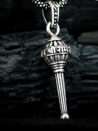 Men Sliver Chain Gada Pendant - Rudrajap