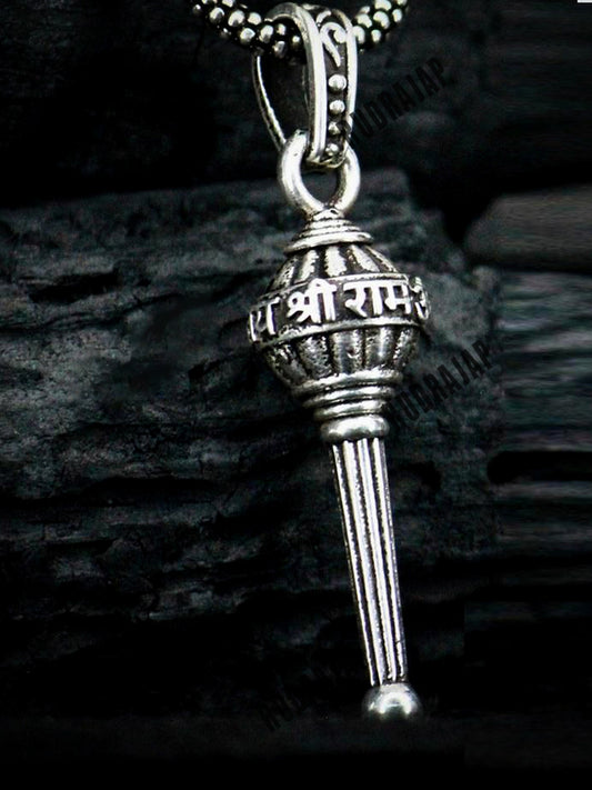 Men Sliver Chain Gada Pendant - Rudrajap