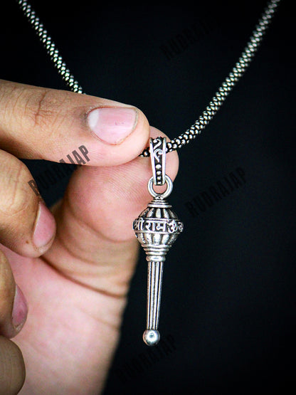 Men Sliver Chain Gada Pendant - Rudrajap