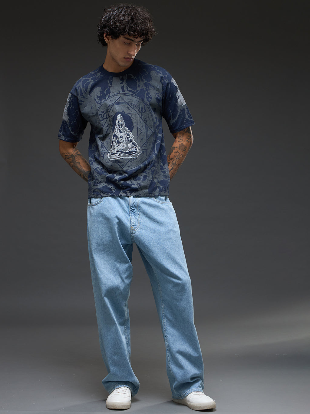 Rudrajap Shambho oversized T-shirt with relaxed fit, featuring bold graphic design and comfortable cotton fabric.