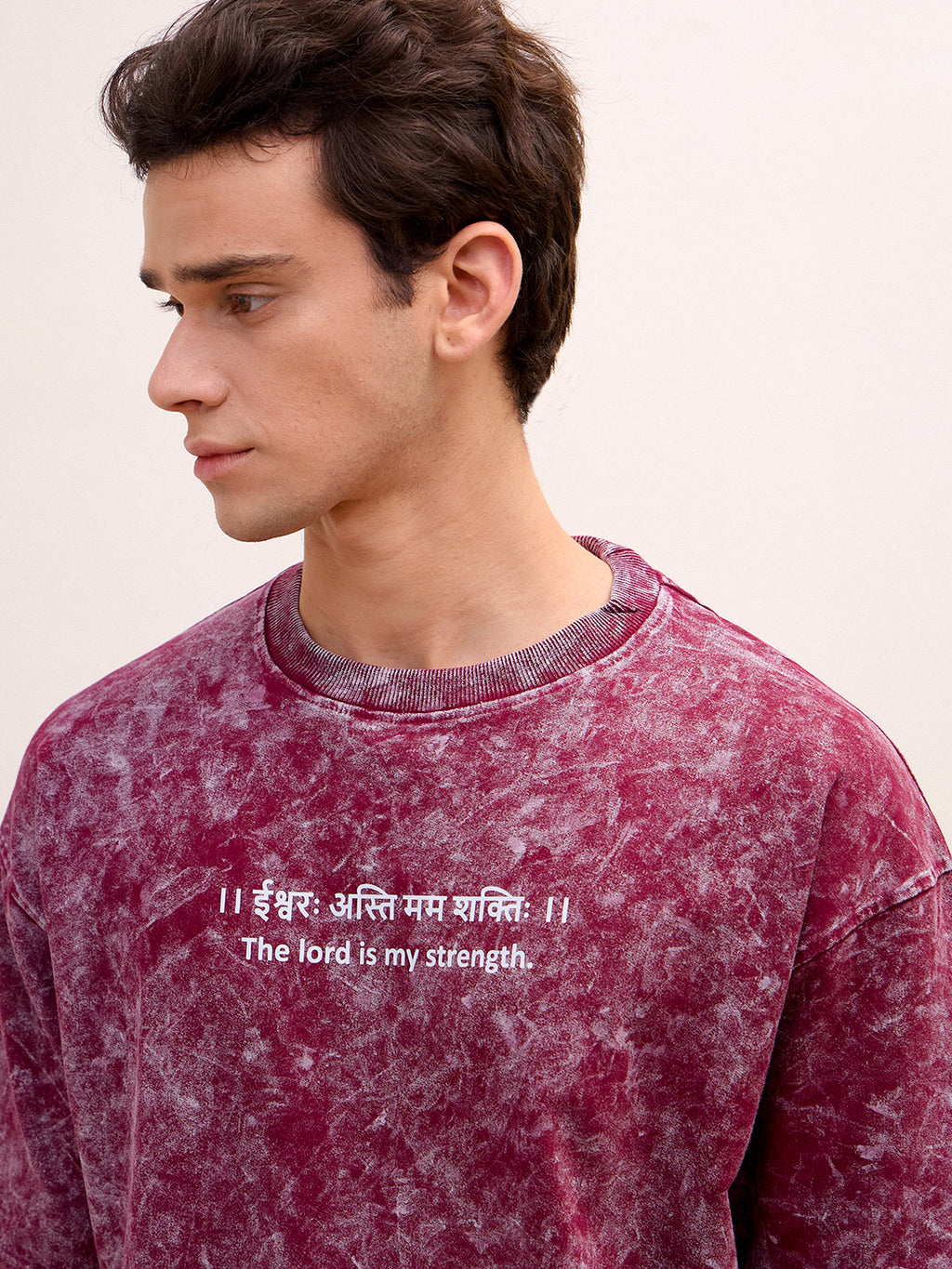 The Healer’s Harmony – Brown Hoodie & Brick Red T-Shirt Combo (कालः सर्वं विरोपयति | ईश्वरः अस्ति मम शक्तिः) - Rudrajap