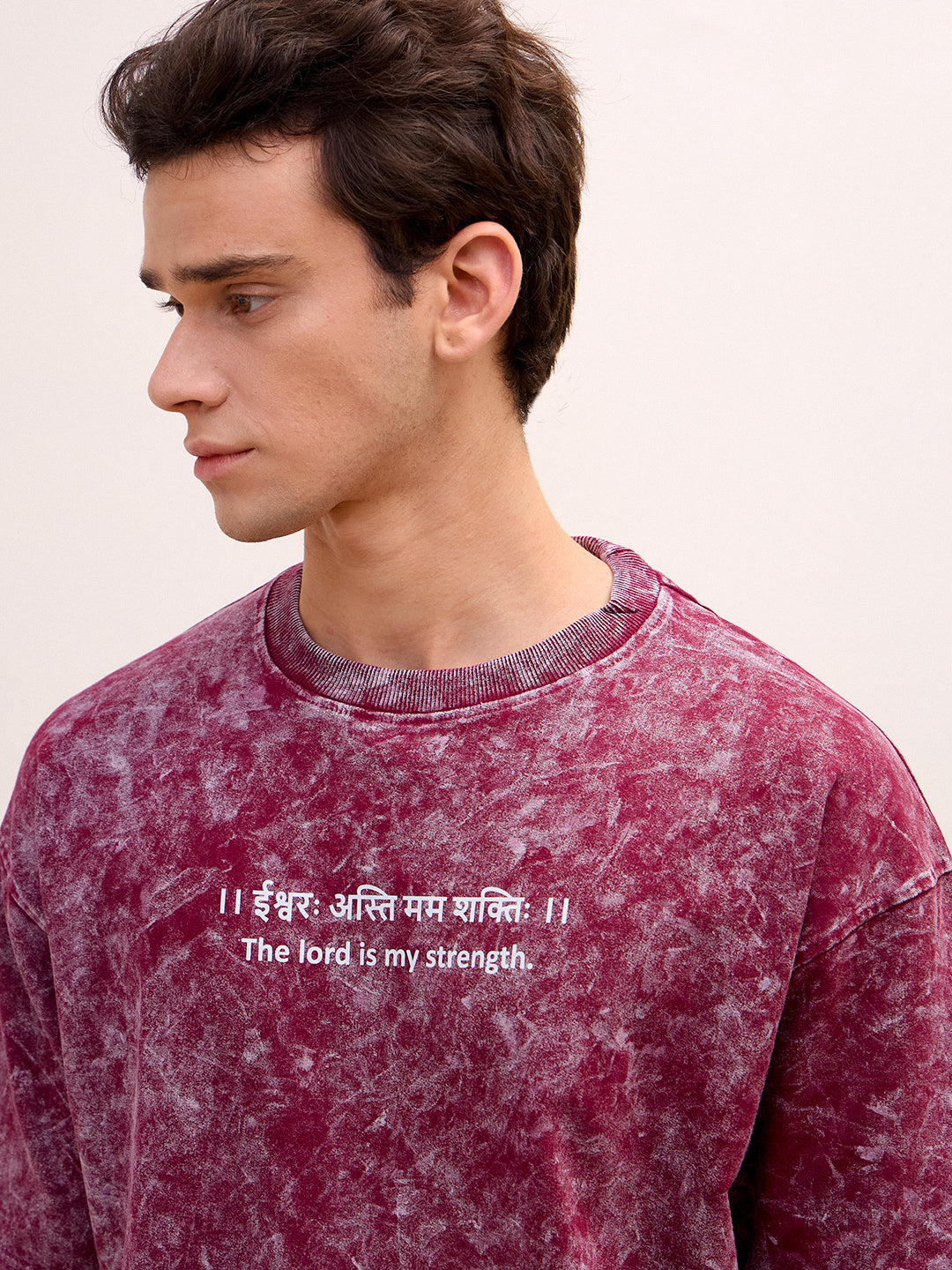 The Healer’s Harmony – Brown Hoodie & Brick Red T-Shirt Combo (कालः सर्वं विरोपयति | ईश्वरः अस्ति मम शक्तिः) - Rudrajap