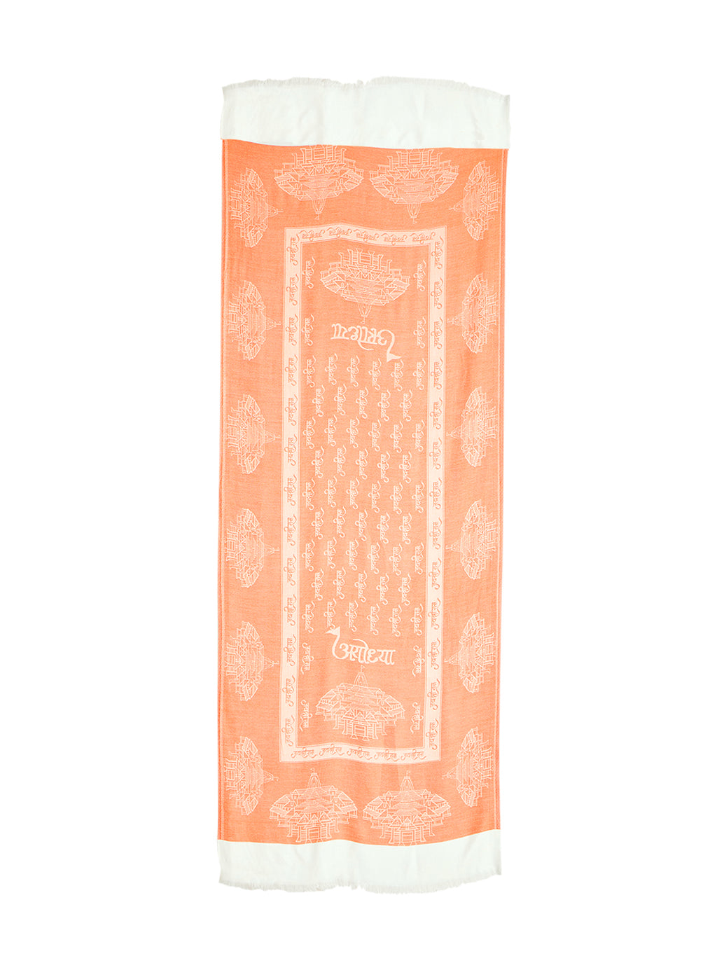 Jai Shree Ram blessing stole with Ajodhya ram mandir print stole by Rudrajap - Rudrajap