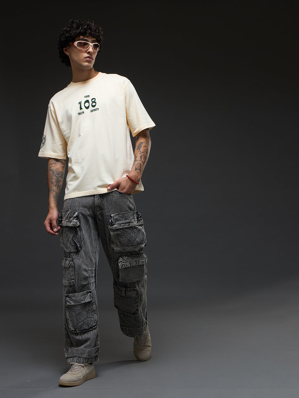 Rudrajap Tatva oversized T-shirt in soft fabric, shown in a relaxed fit with a simple design and casual style.