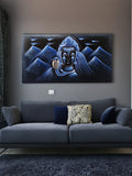 Hand-Painted Velvet Wall Art – Lord Shiva in Kailash Parvat (Without Frame) - Rudrajap