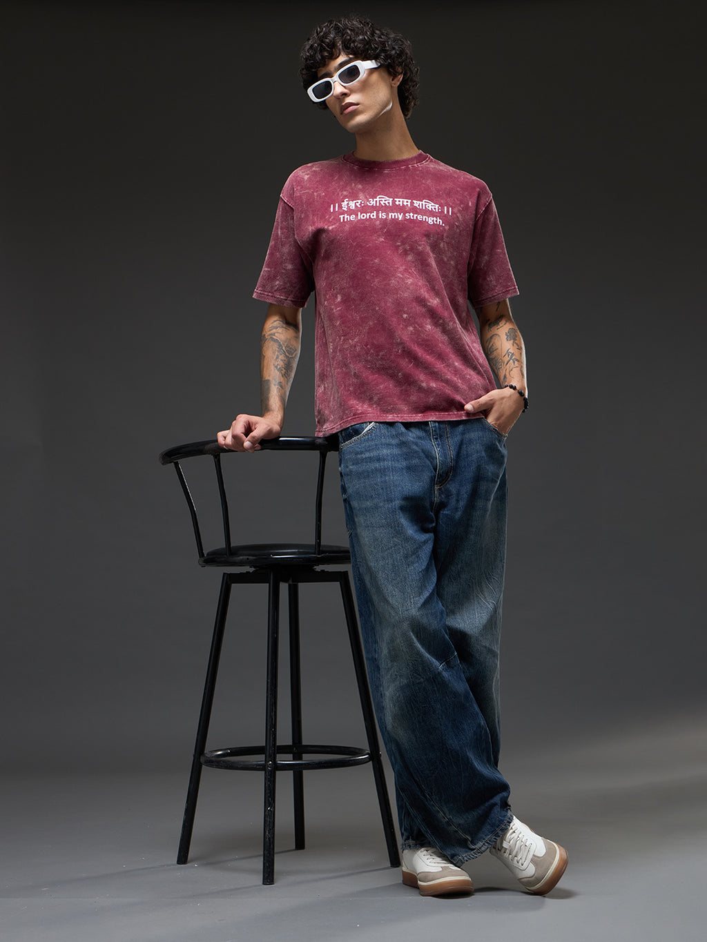 Set of three oversized Rudrajap Dharma Trinity Pack T-shirts in moss green, brick red, and brown colors shown in the image.