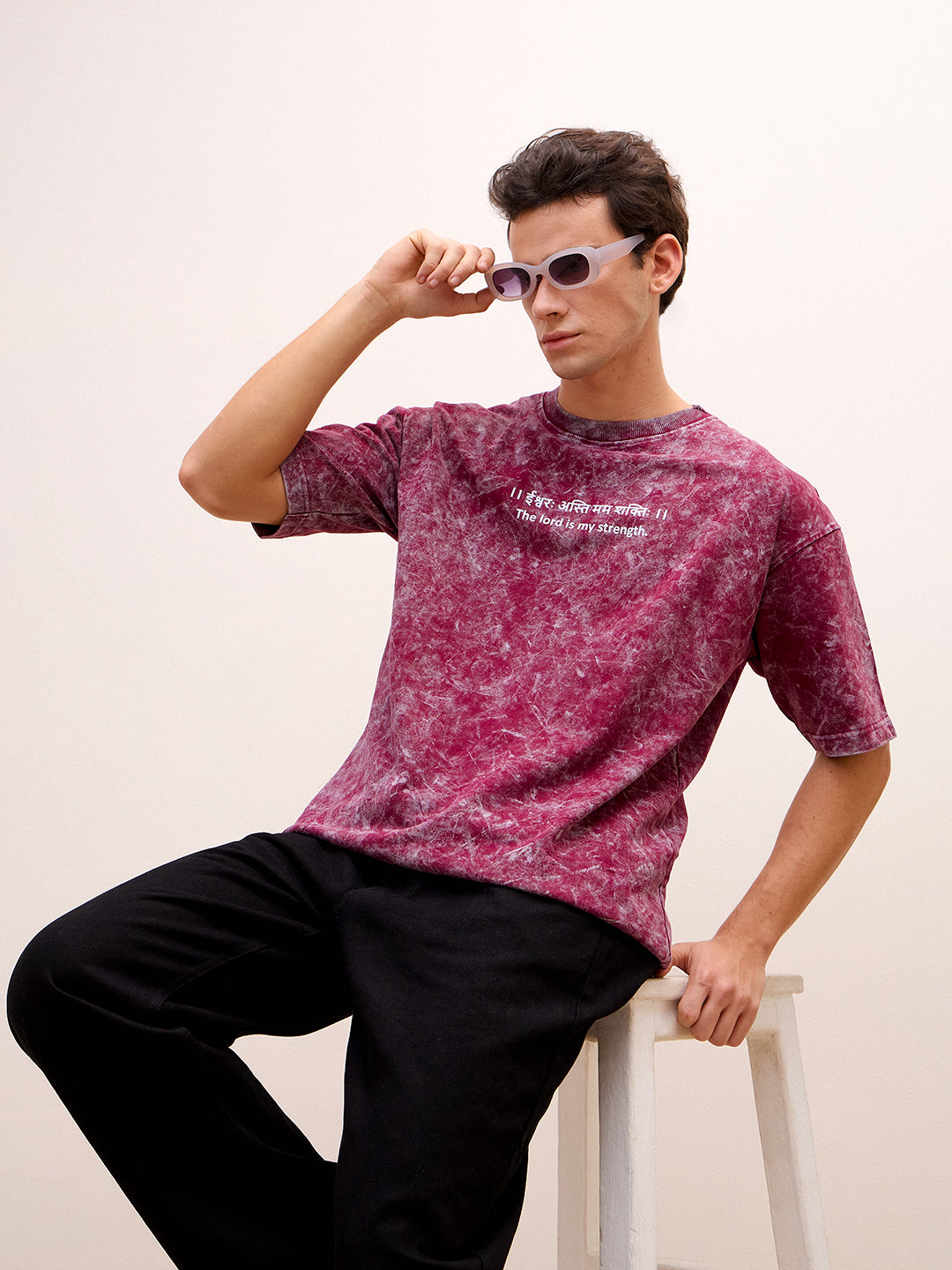 The Healer’s Harmony – Brown Hoodie & Brick Red T-Shirt Combo (कालः सर्वं विरोपयति | ईश्वरः अस्ति मम शक्तिः) - Rudrajap