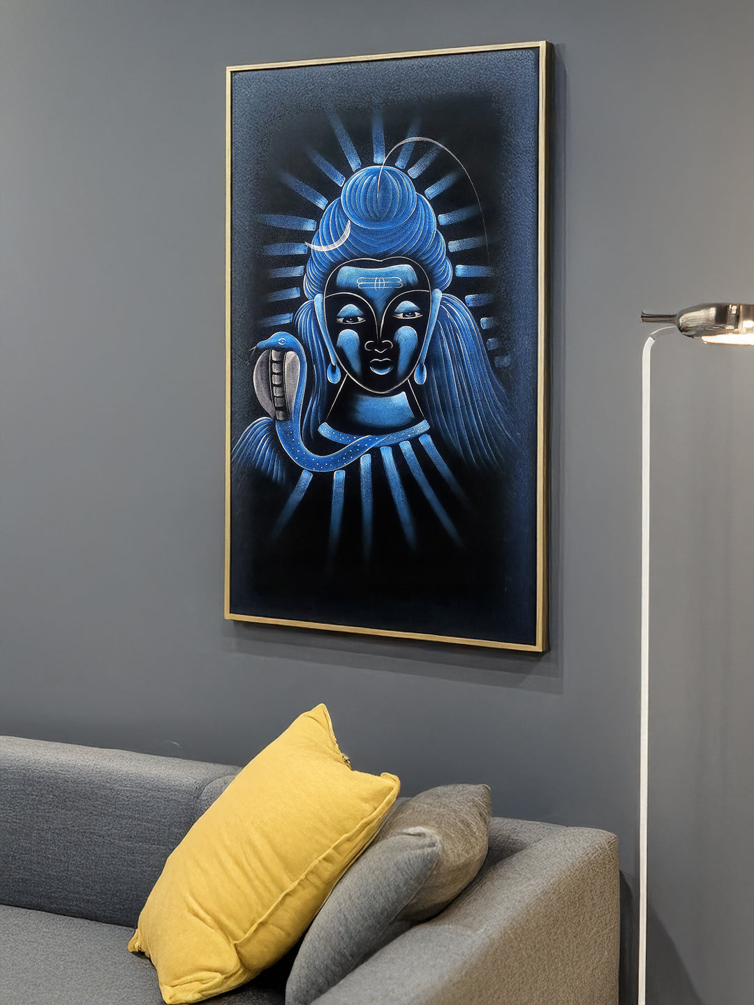 Hand-Painted Velvet Wall Art – Neelkanth Shiva Face (Without Frame) - Rudrajap