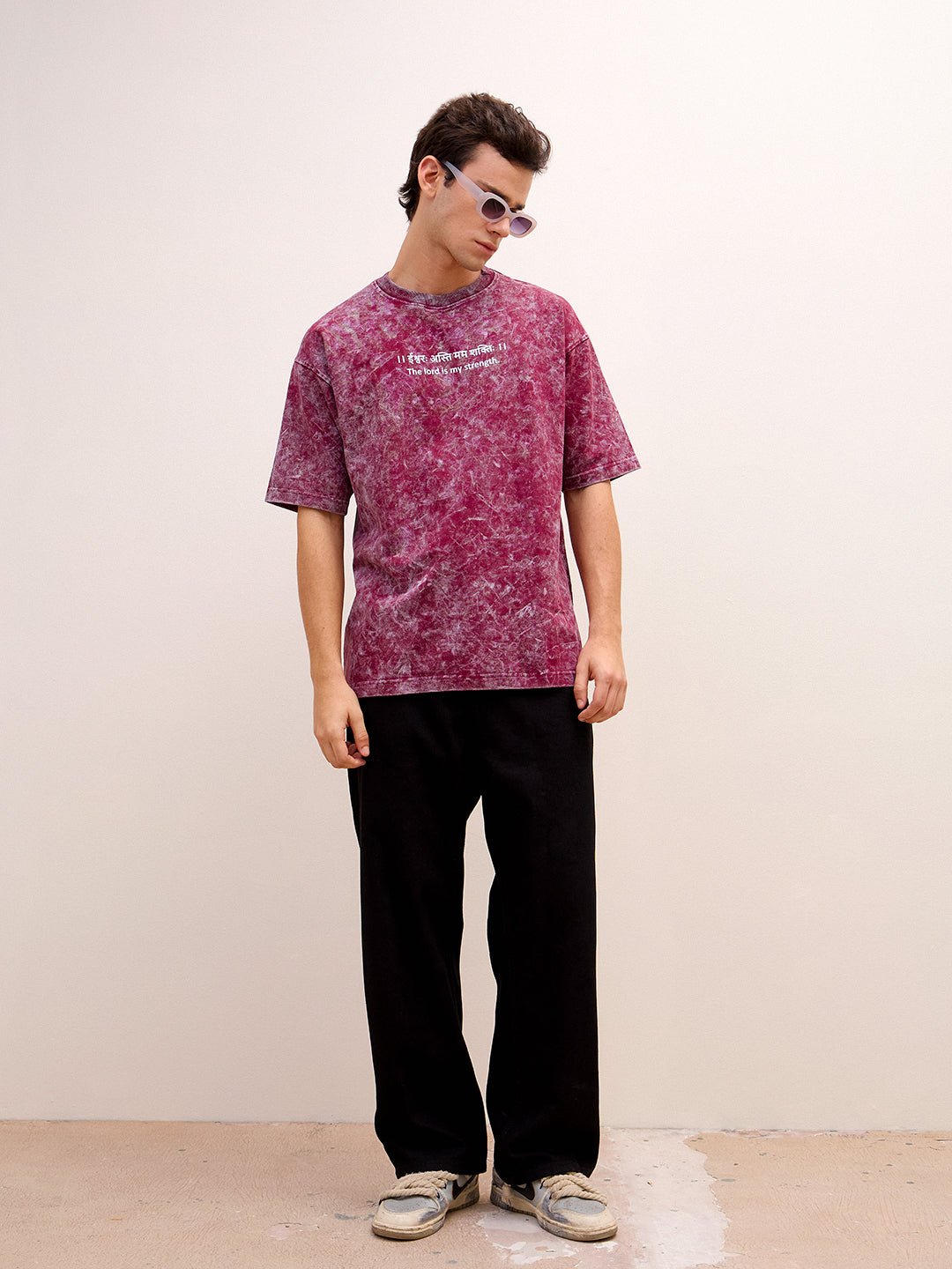 The Healer’s Harmony – Brown Hoodie & Brick Red T-Shirt Combo (कालः सर्वं विरोपयति | ईश्वरः अस्ति मम शक्तिः) - Rudrajap