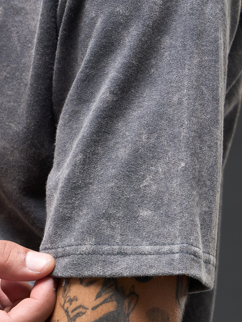 Rudrajap grey oversized burnout T-shirt with "Go With The Flow" print, casual and comfortable for everyday wear.