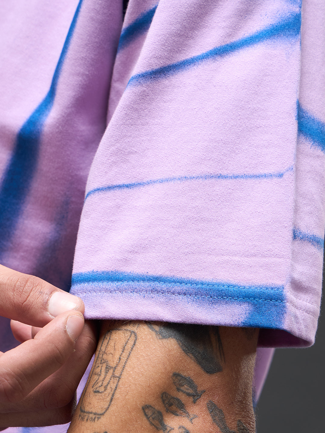 Rudrajap oversized lavender spray and puff print tee featuring a relaxed fit and floral design on soft fabric.