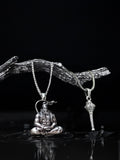Bajrang Bali Hanuman Pendant and Hanuman Gadha Silver Combo - Rudrajap