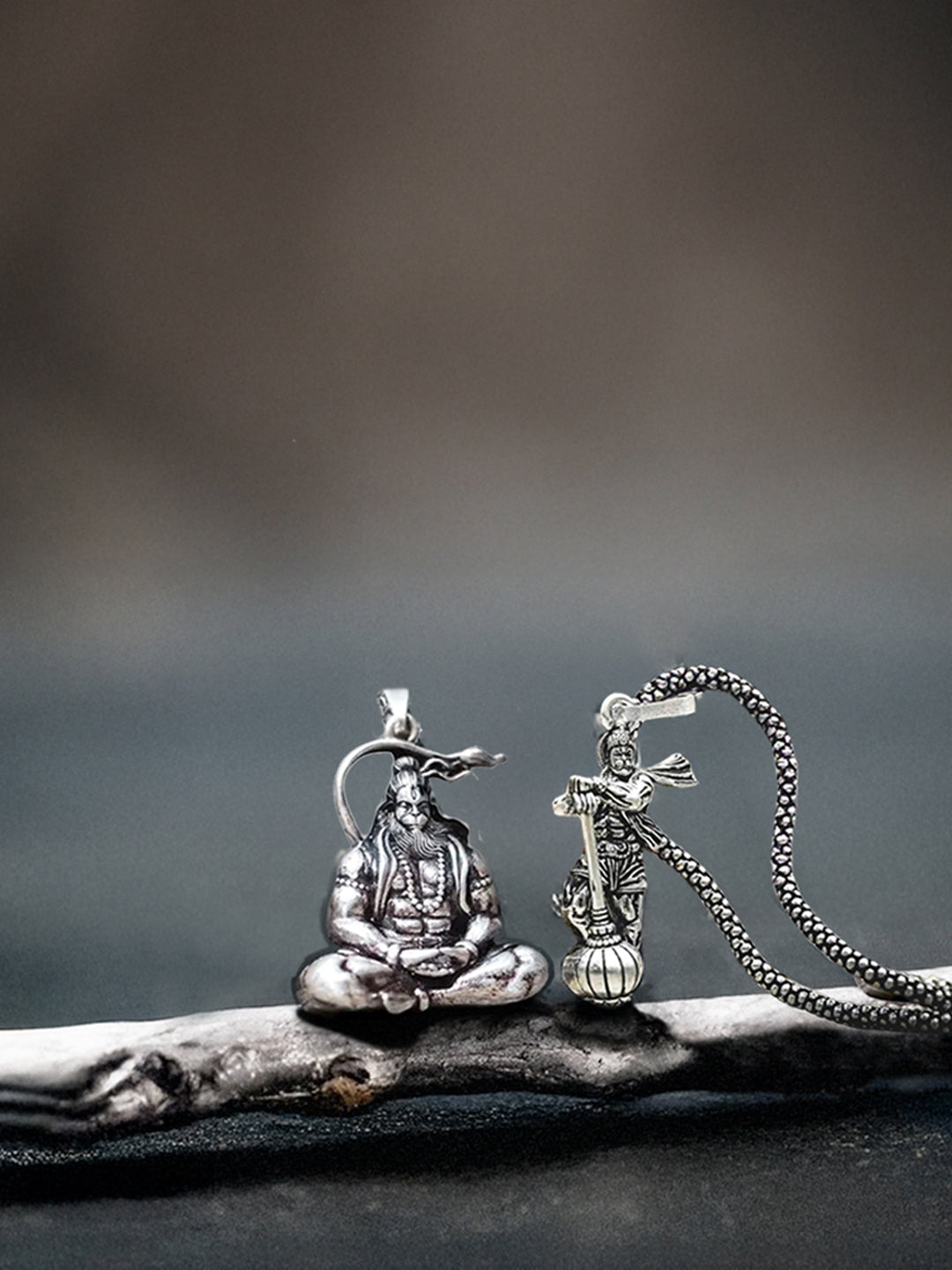 Bajrang Bali Silver Pendant Set of 2 - Rudrajap