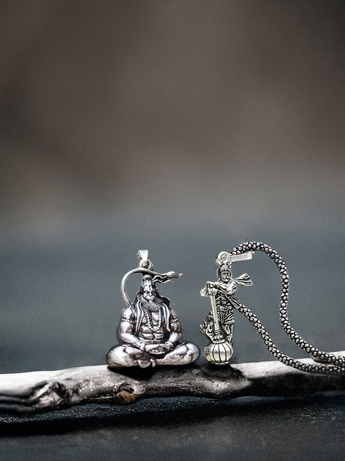 Bajrang Bali Silver Pendant Set of 2 - Rudrajap