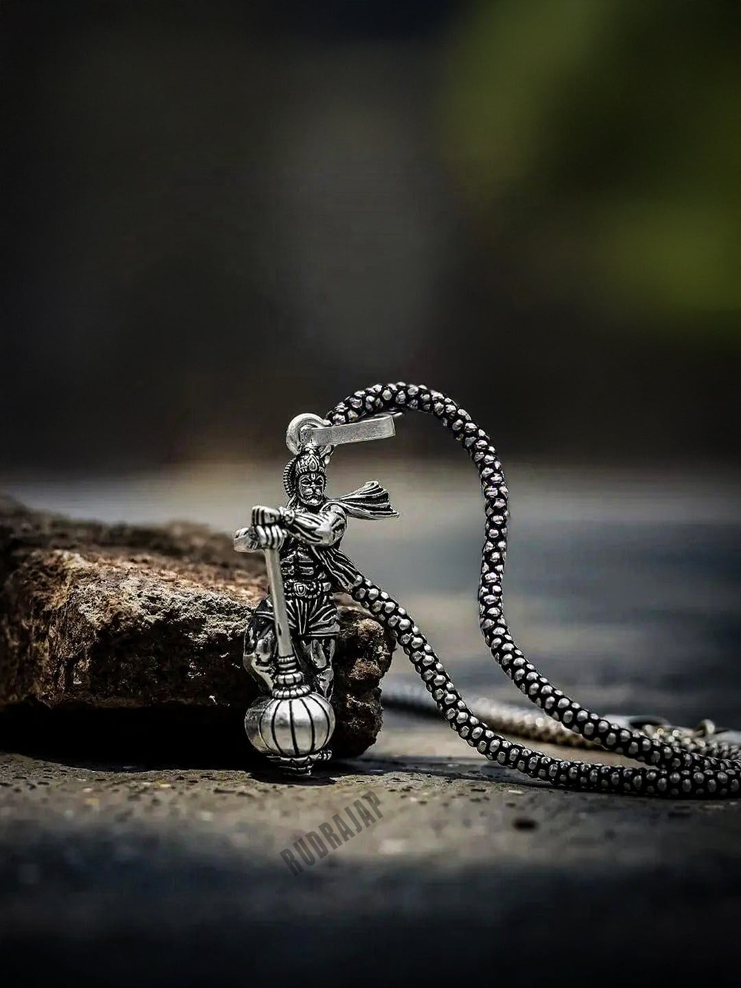 Hanumanji with Gada Silver Pendant Chain My Store 