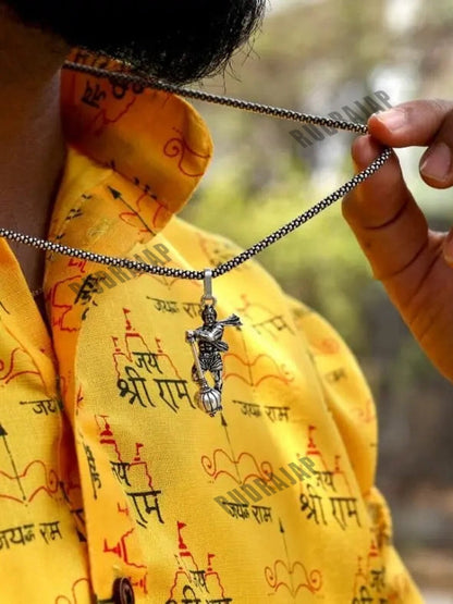 Hanumanji with Gada Silver Pendant Chain My Store 