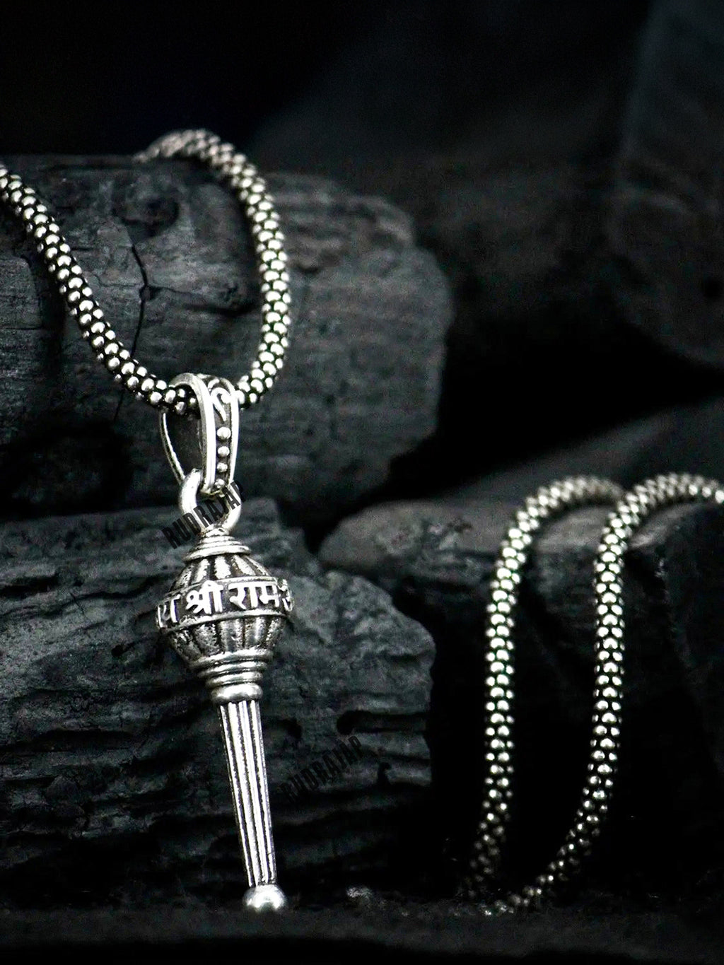Men Sliver Chain Gada Pendant - Rudrajap