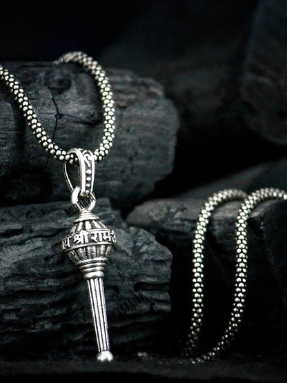 Men Sliver Chain Gada Pendant - Rudrajap