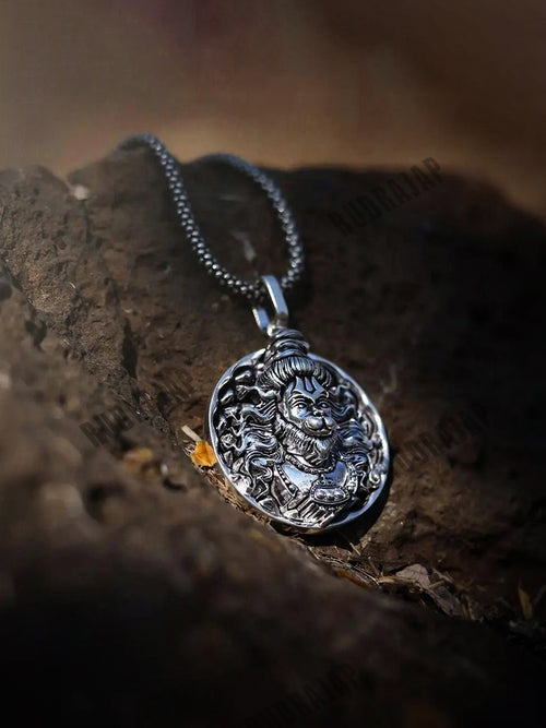 Men Silver Chain with Hanuman Pendant - Rudrajap