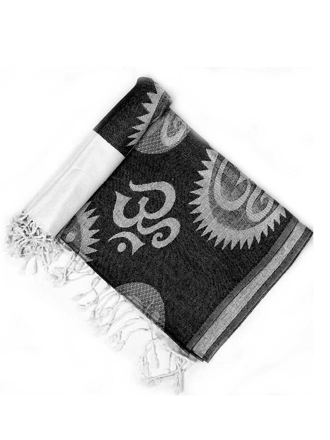 OM Printed (Black And White) reversible Stole for Men and Women by Rudrajap - Rudrajap