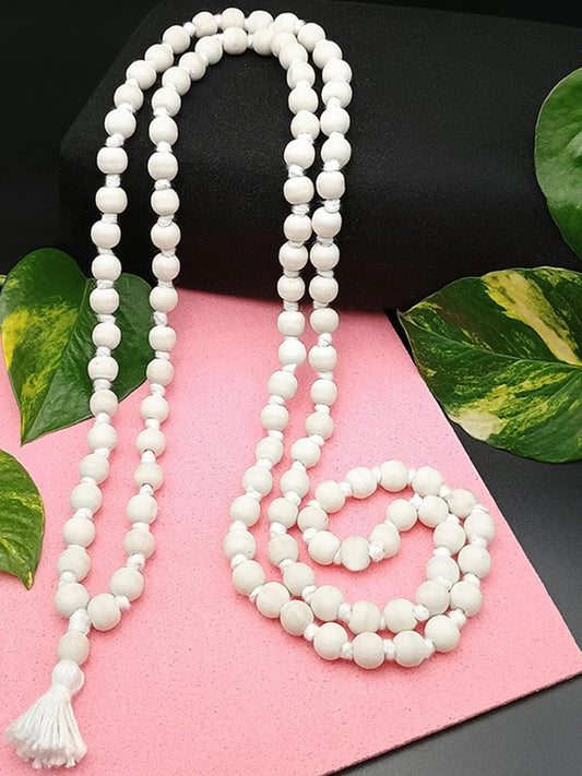 White Tulsi Mala 54 beads for wearing, 108 beads for Jaap - Rudrajap