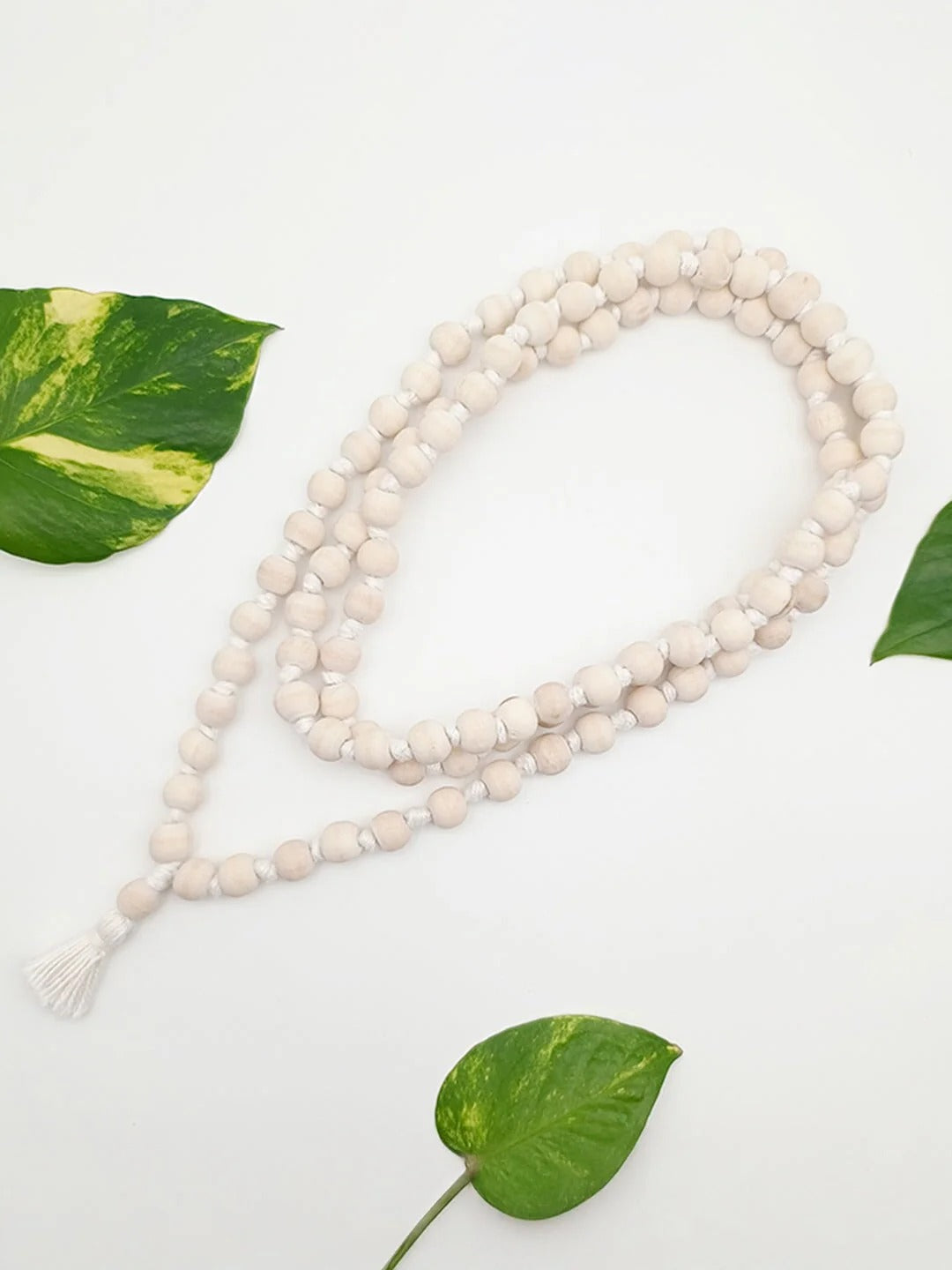 White Tulsi Mala 54 beads for wearing, 108 beads for Jaap - Rudrajap