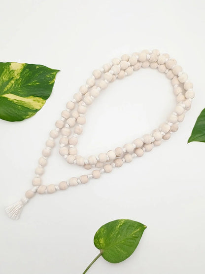 White Tulsi Mala 54 beads for wearing, 108 beads for Jaap - Rudrajap